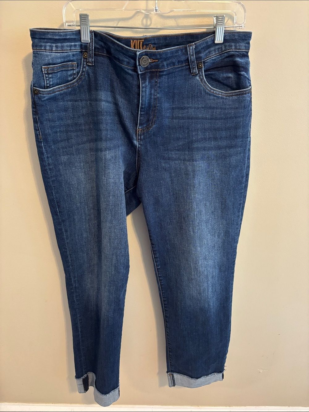 Kut from the Kloth Asher Jeans 14 Ankle Straight Leg Blue Denim Cuffed Stretch